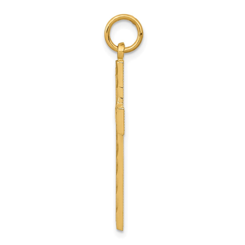 14K Diamond-cut Cross Charm
