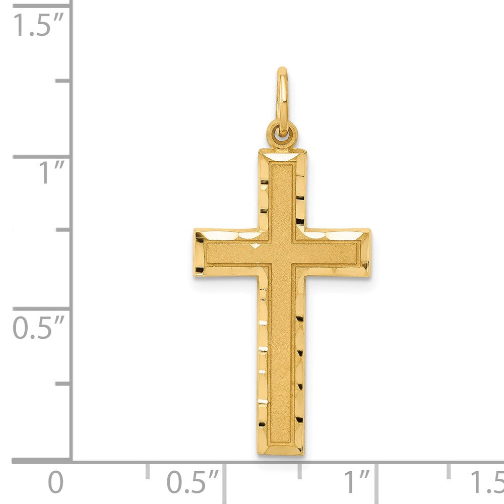 14K Diamond-cut Cross Charm