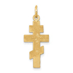 14k Satin and Textured Diamond-cut Eastern Orthodox Cross Charm