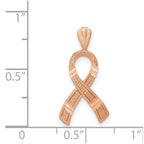 14k Rose Gold Diamond-cut Awareness Ribbon Pendant