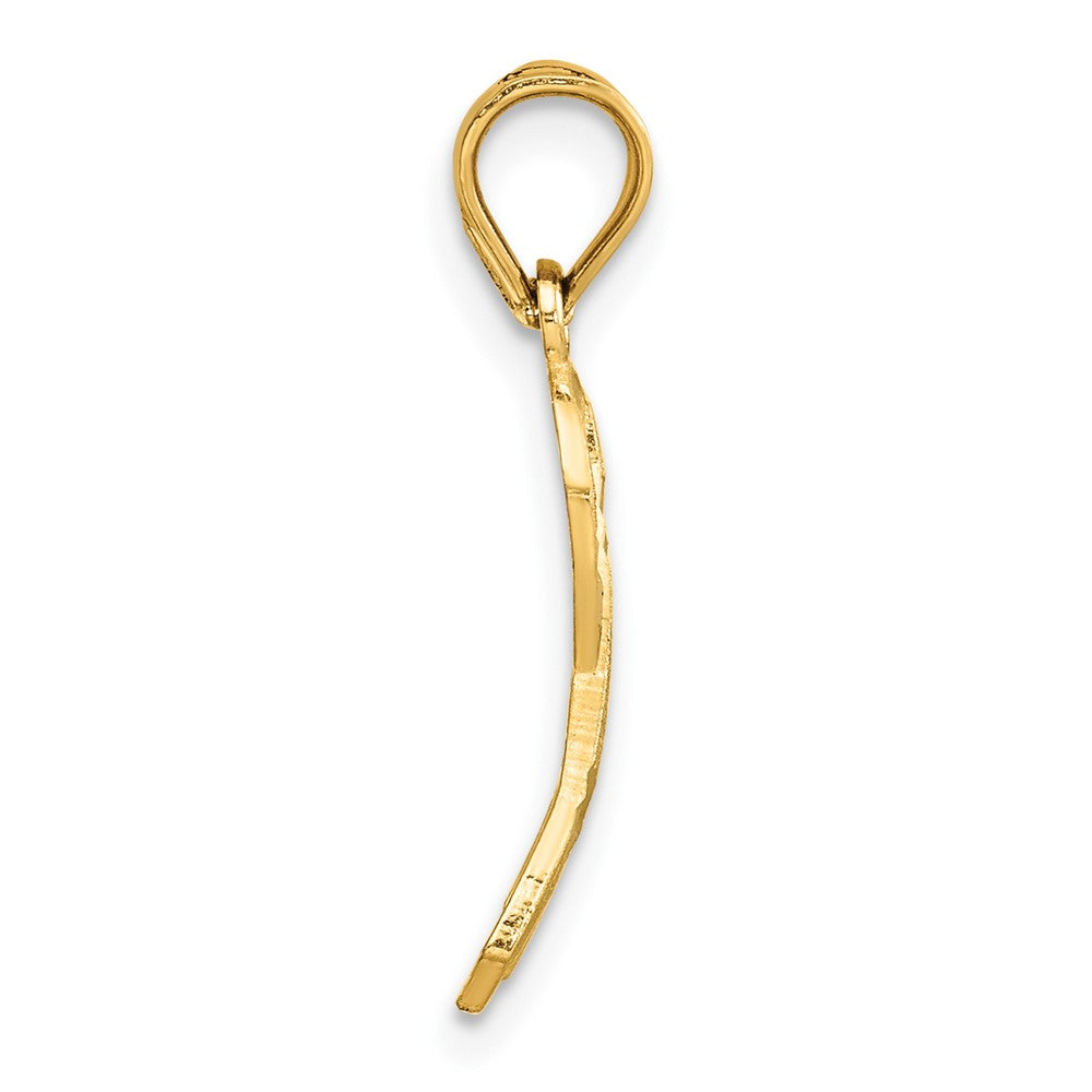 14k Diamond-cut Awareness Ribbon Pendant