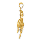 14k Large Satin Diamond-cut Horse Pendant
