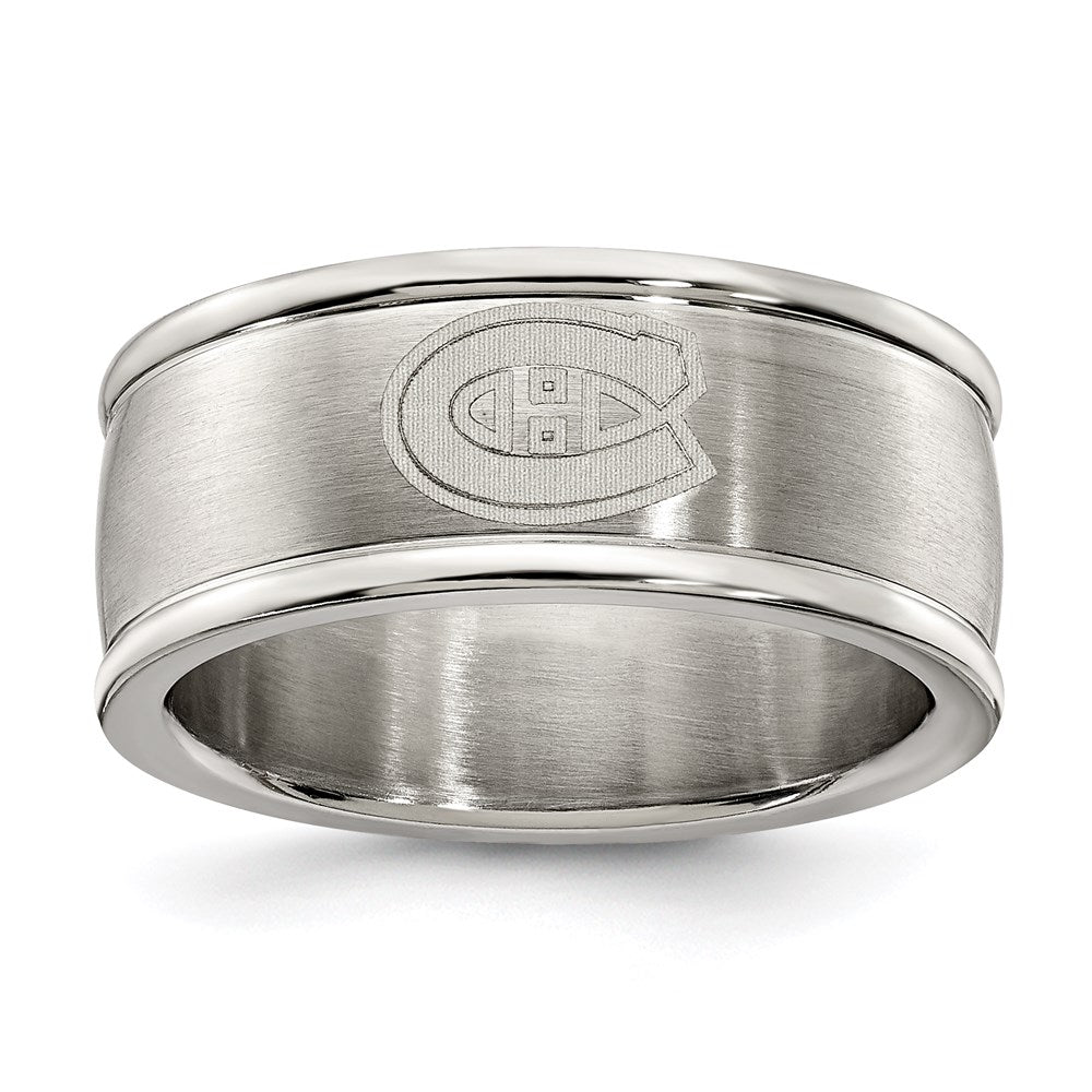 MONTREAL CANADIENS STAINLESS STEEL LOGO BAND RING SIZE 8