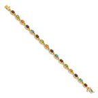 14k Complete Oval Garnet/Peridot/Citrine/Amethyst/Sky Blue Topaz Bezel-set 7 inch Rainbow Bracelet