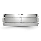 Chisel Cobalt Polished and Satin Grooved 8mm Band