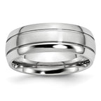 Chisel Cobalt Polished and Satin Grooved 8mm Band