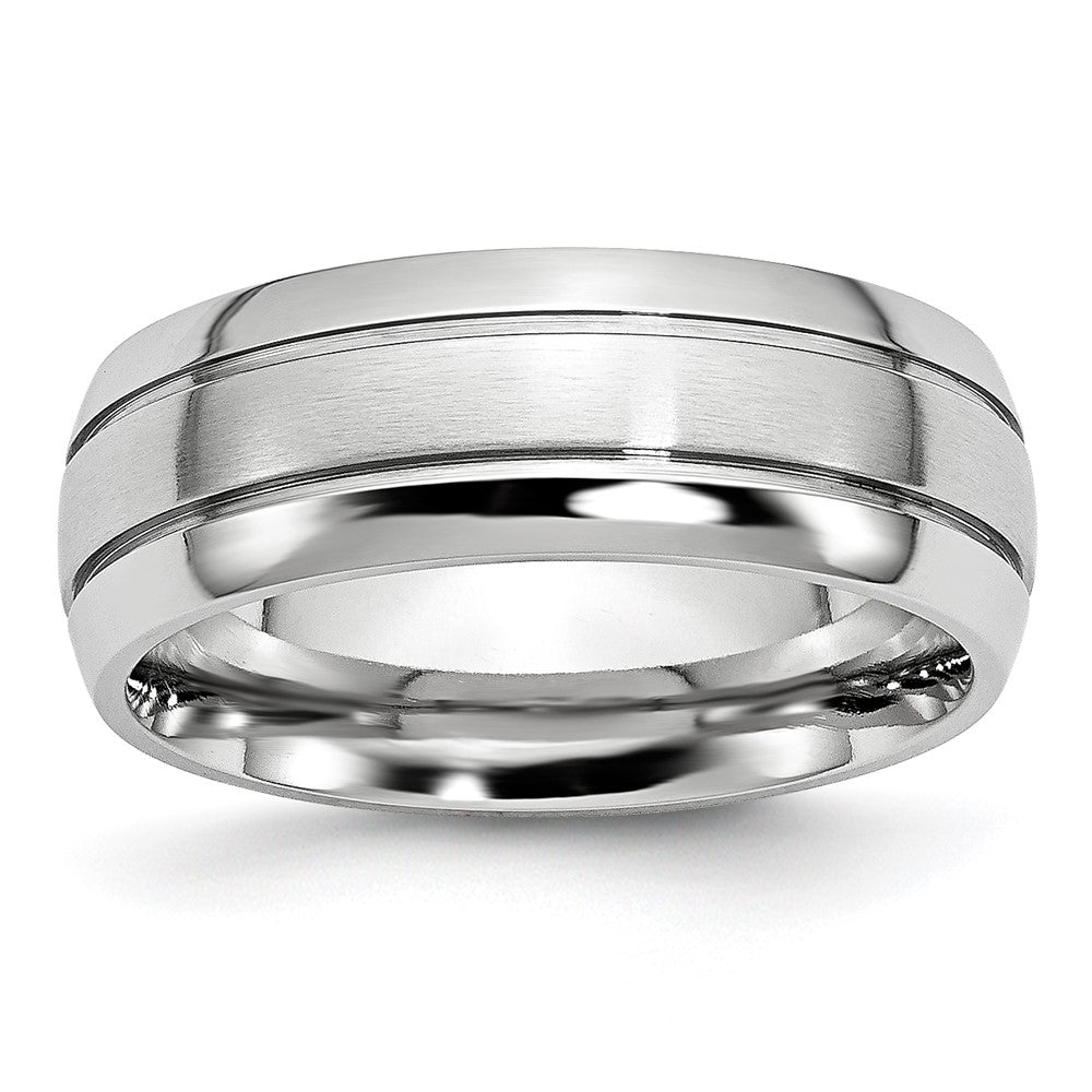 Chisel Cobalt Polished and Satin Grooved 8mm Band