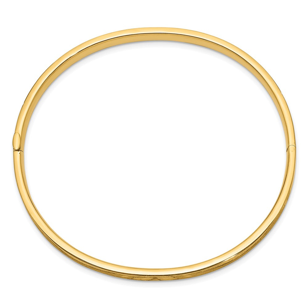 14k 3/16 Oversize Diamond-cut Concave 5.00mm Hinged Oval Bangle Bracelet