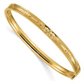 14k 3/16 Oversize Diamond-cut Concave 5.00mm Hinged Oval Bangle Bracelet