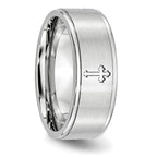 Chisel Cobalt Satin and Polished Ridged Edge 8mm Band