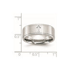 Chisel Cobalt Satin and Polished Ridged Edge 8mm Band