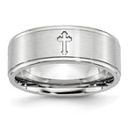 Chisel Cobalt Satin and Polished Ridged Edge 8mm Band