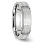 Chisel Cobalt Sterling Silver Inlay Satin and Polished 6mm Beveled Edge Band