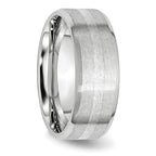 Chisel Cobalt Sterling Silver Inlay Satin and Polished Beveled Edge 8mm Band
