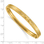 14k 4/16 Diamond-cut Concave 6.00mm Hinged Oval Bangle Bracelet