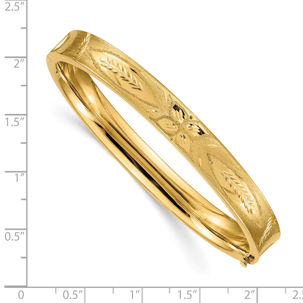 14k 5/16 Oversize Diamond-cut Concave 8.00mm Hinged Oval Bangle Bracelet