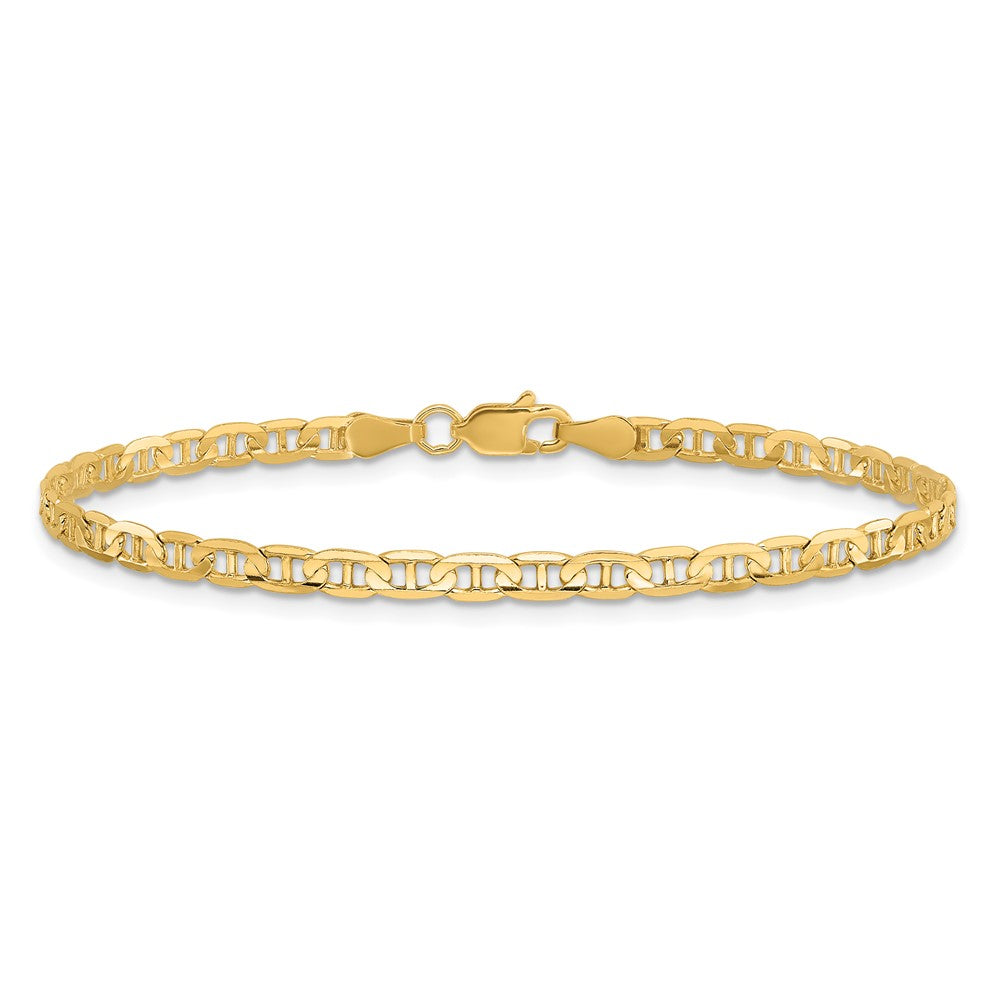 14K 3mm Concave Anchor with Lobster Clasp Bracelet