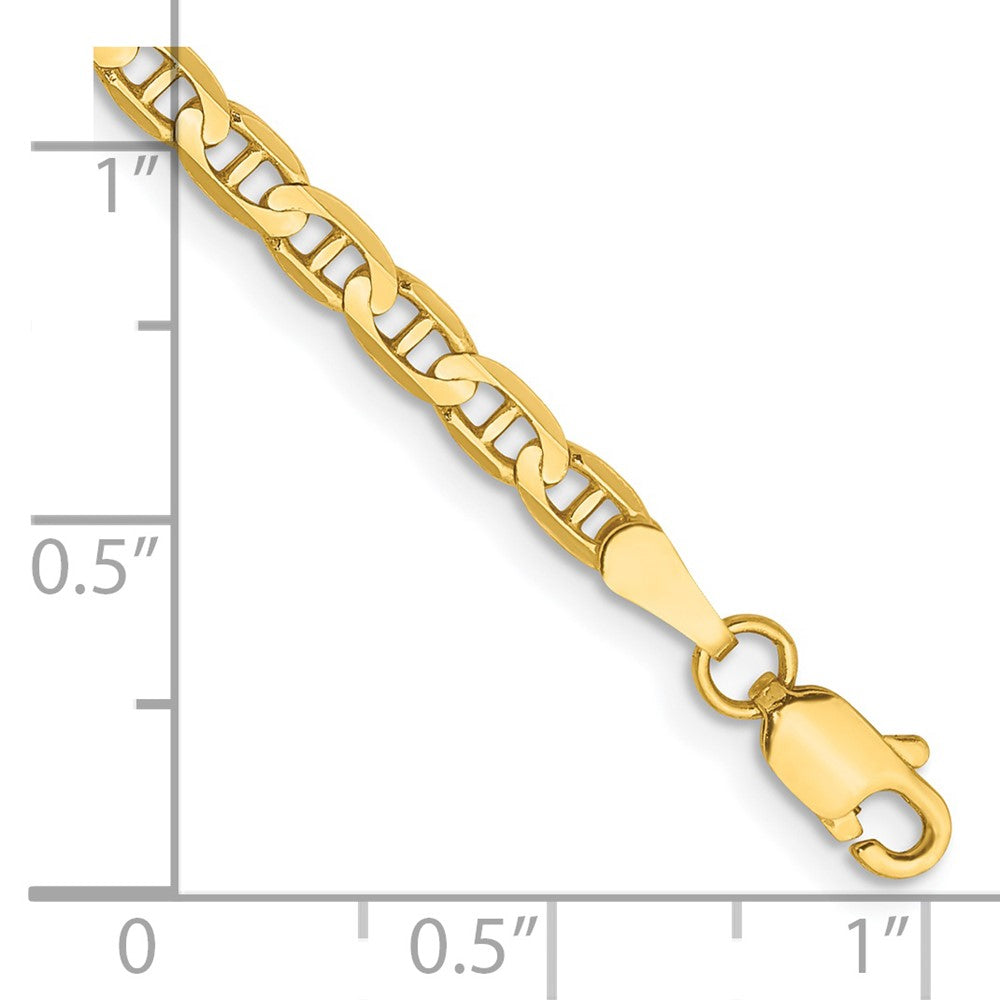 14K 3mm Concave Anchor with Lobster Clasp Bracelet