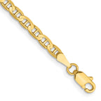 14K 3mm Concave Anchor with Lobster Clasp Bracelet
