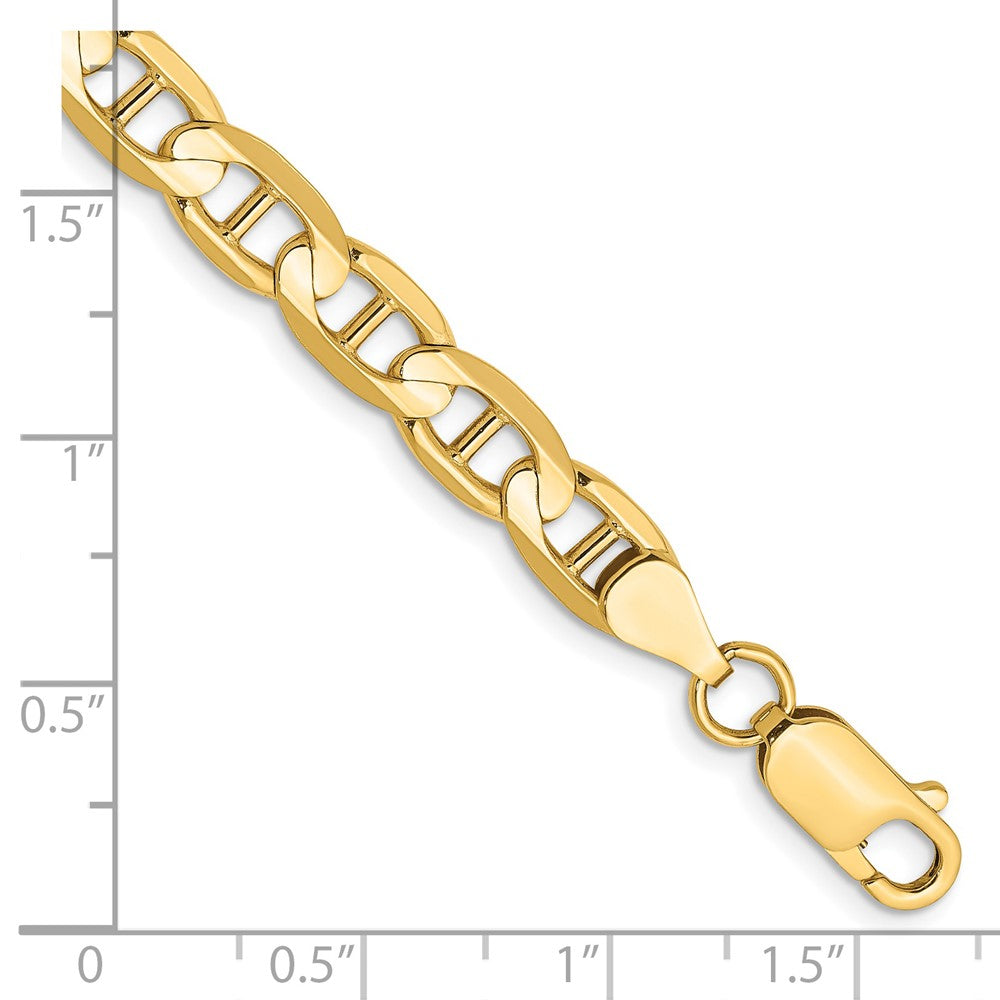 14K 6.25mm Concave Anchor with Lobster Clasp Bracelet