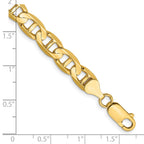 14K 7mm Concave Anchor with Lobster Clasp Bracelet