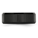 Chisel Ceramic Black Faceted Beveled Edge 8mm Polished Band