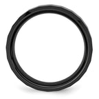 Chisel Ceramic Black Faceted Beveled Edge 8mm Polished Band