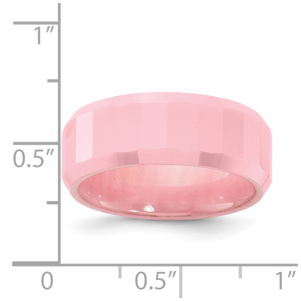 Ceramic Pink Faceted 8mm Polished Band