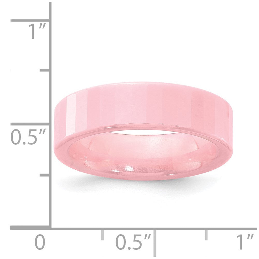 Ceramic Pink Faceted 6mm Polished Band