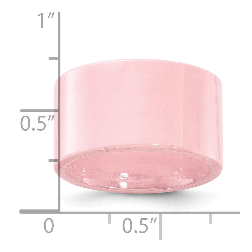 Ceramic Pink Flat 12mm Polished Band