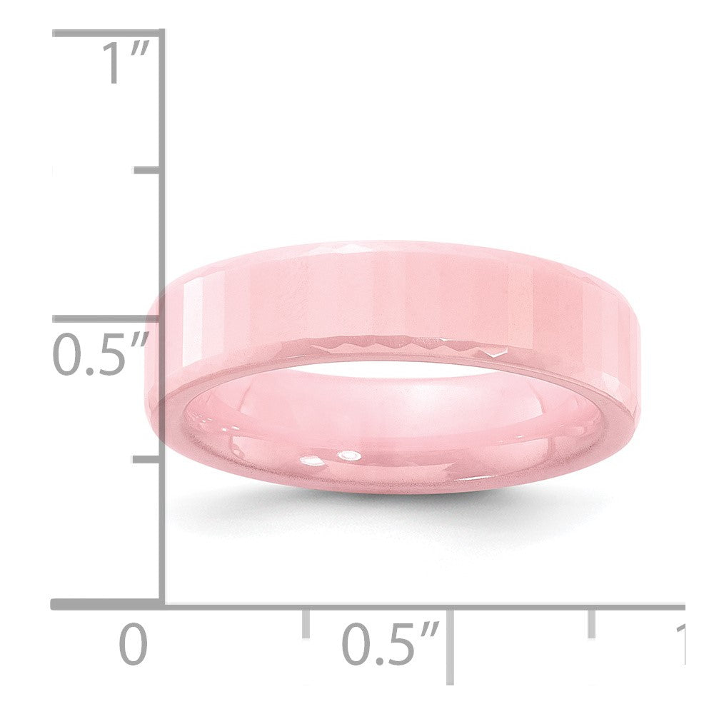 Ceramic Pink Faceted 5.5mm Polished Band
