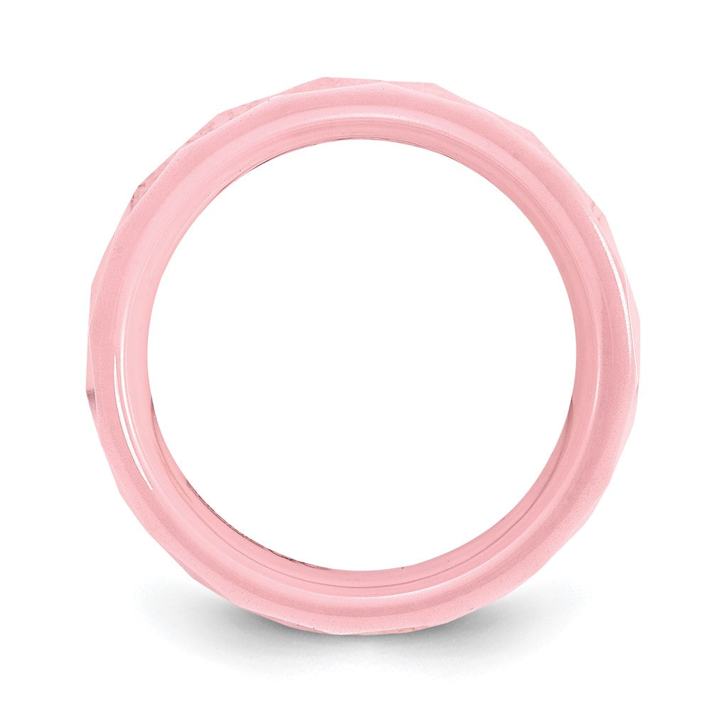 Ceramic Pink Faceted 8mm Polished Band