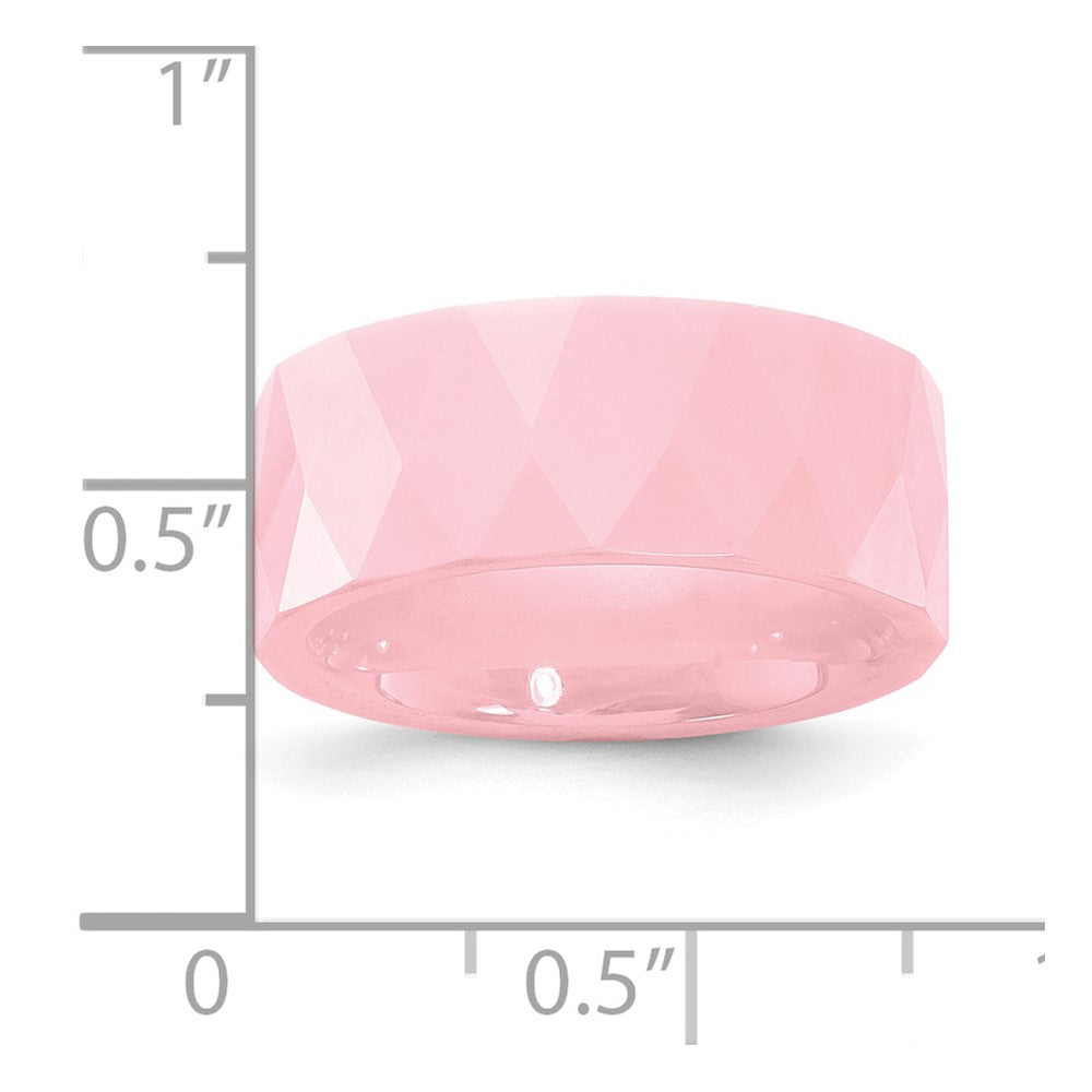 Ceramic Pink Faceted 8mm Polished Band