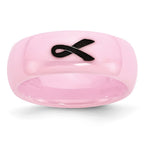 Chisel Ceramic Pink Black Laser Accented Ribbon 8mm Polished Band