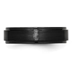 Chisel Black Ceramic Ridged Edge 6mm Brushed and Polished Band