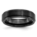 Chisel Black Ceramic Ridged Edge 6mm Brushed and Polished Band