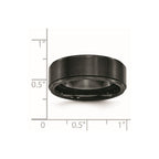 Chisel Black Ceramic Ridged Edge 8mm Brushed and Polished Band