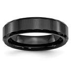 Chisel Ceramic Black Faceted and Beveled Edge 6mm Polished Band
