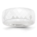 Chisel Ceramic White Faceted 8mm Polished Band