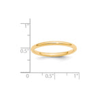14k Yellow Gold 2mm Standard Weight Comfort Fit Wedding Band
