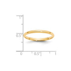 14k Yellow Gold 2mm Lightweight Comfort Fit Wedding Band