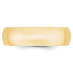 14k Yellow Gold 6mm Lightweight Comfort Fit Wedding Band