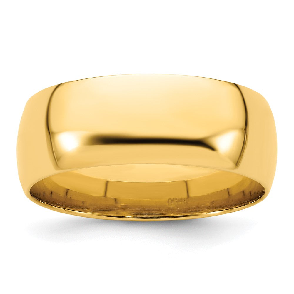 14k Yellow Gold 8mm Lightweight Comfort Fit Wedding Band