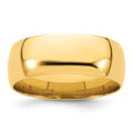 14k Yellow Gold 8mm Lightweight Comfort Fit Wedding Band