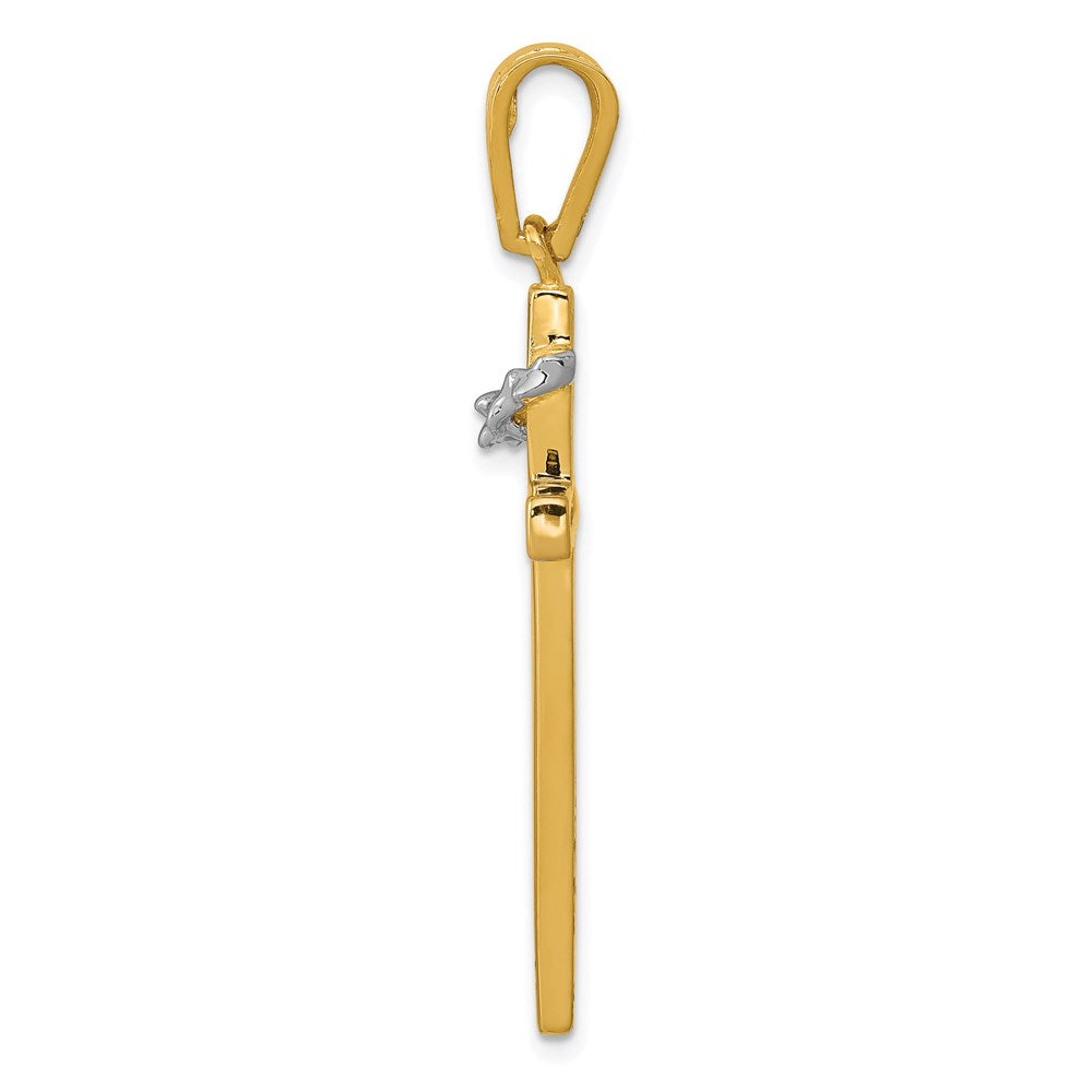 14K Two-Tone Cross with Crown of Thorns Pendant
