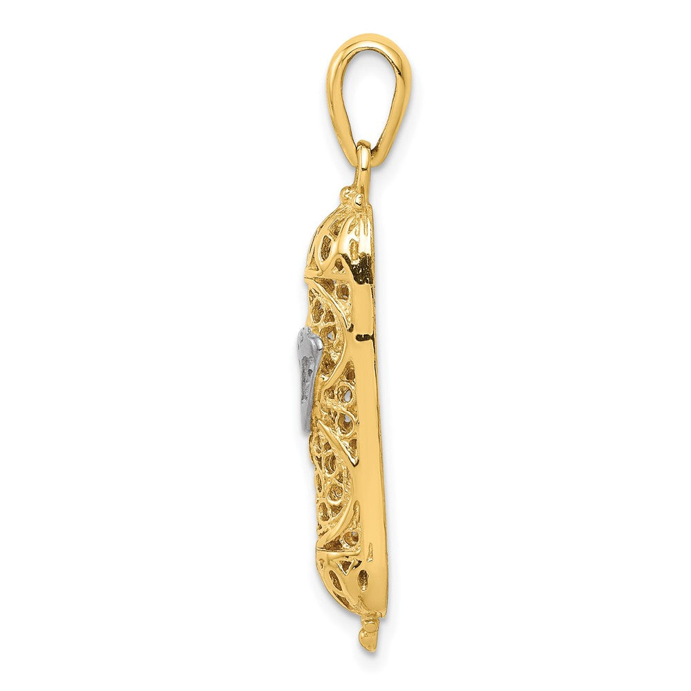 14K and White Rhodium 3-D Mezuzah with Shin Charm