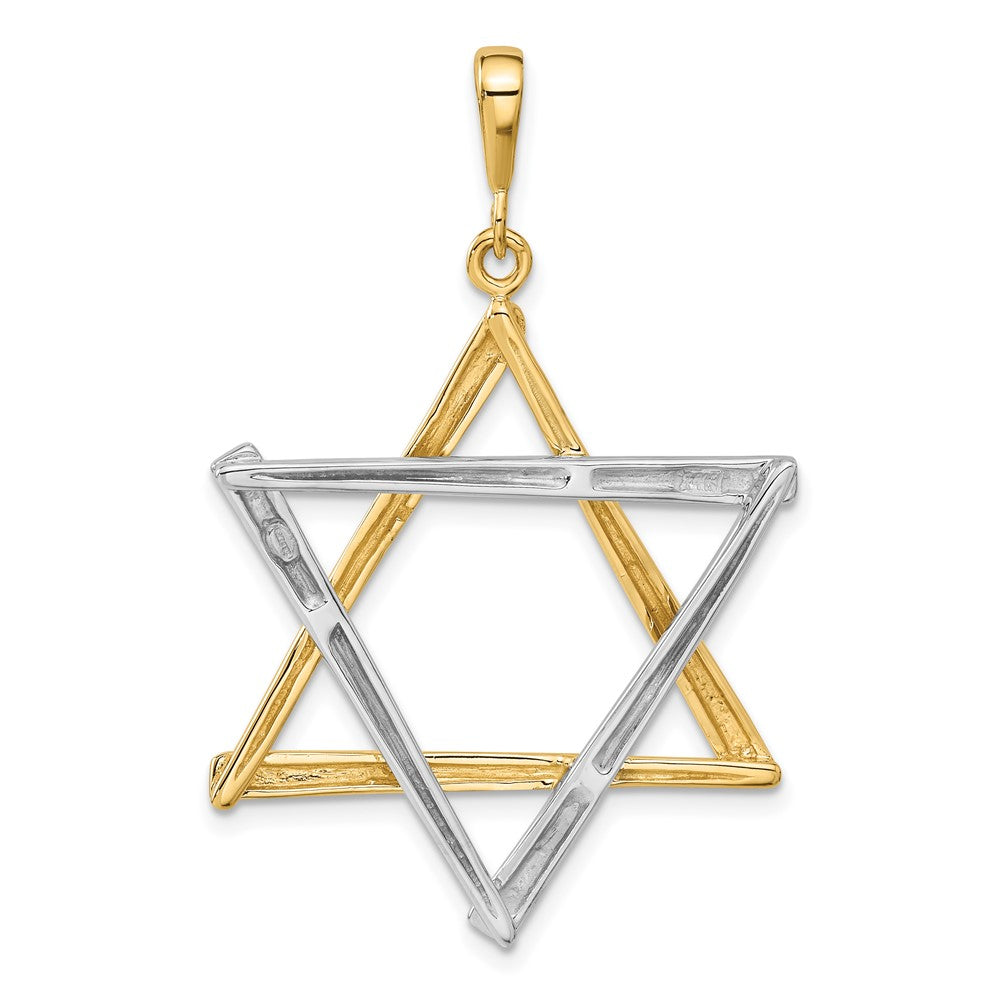 14k Two-tone Large Cut-out Star Of David Pendant
