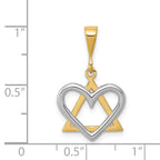 14K Two-Tone Star of David Heart Pendant