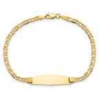 14k Polished Solid Chain/Solid Plate Anchor Link Soft Diamond Shape 24.5x7.5mm Plate 7 inch ID Bracelet