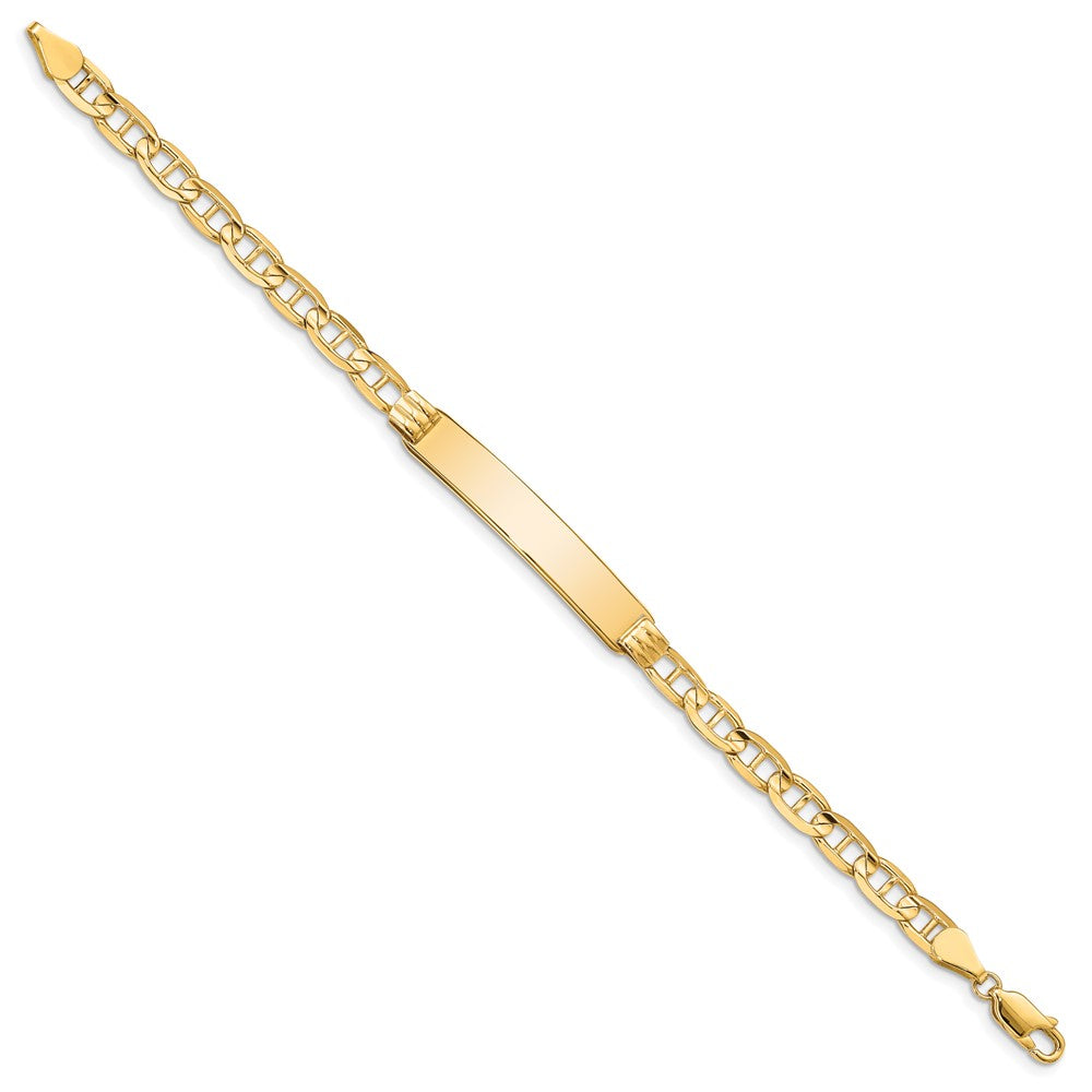 14k Polished Solid Chain/Solid Plate Anchor Link 34x7mm Plate 7 inch ID Bracelet